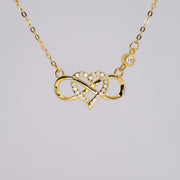 Micro Pave Heart Necklace for Women — 18K Gold Plated, Infinity Pendant, CZ Stones